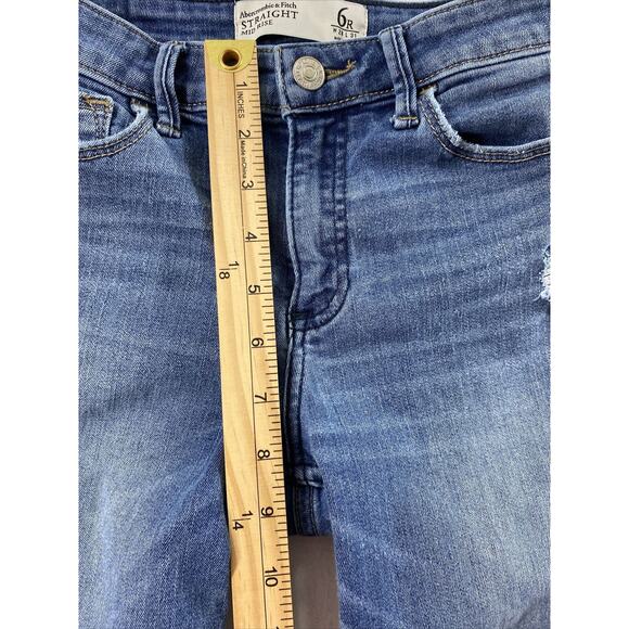 Abercrombie & Fitch Jeans Womens Size 6R Straight Distressed Destroyed Stretch - Picture 5 of 11